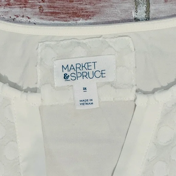 Market & Spruce White Tank Top Womens 3X With White Dot Accents - Picture 6 of 7